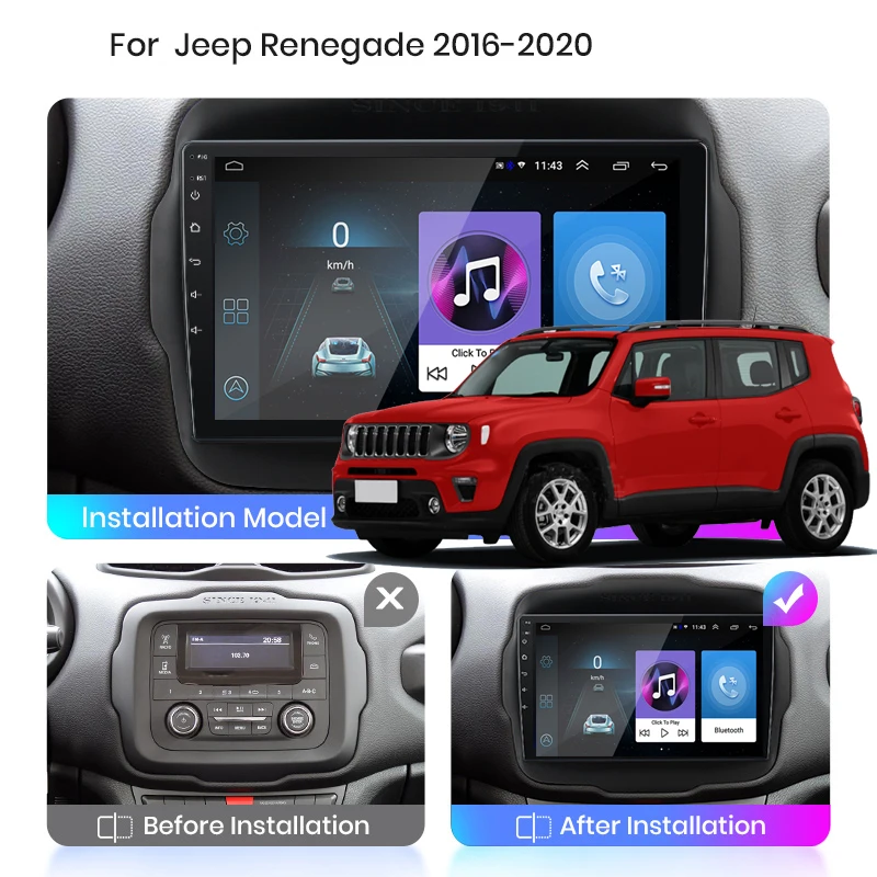 2din Android10 Automotive multimedia player stereo Carplay Auto GPS Navigation DSP For Jeep Renegade 2016 2017 2018 2019-2020