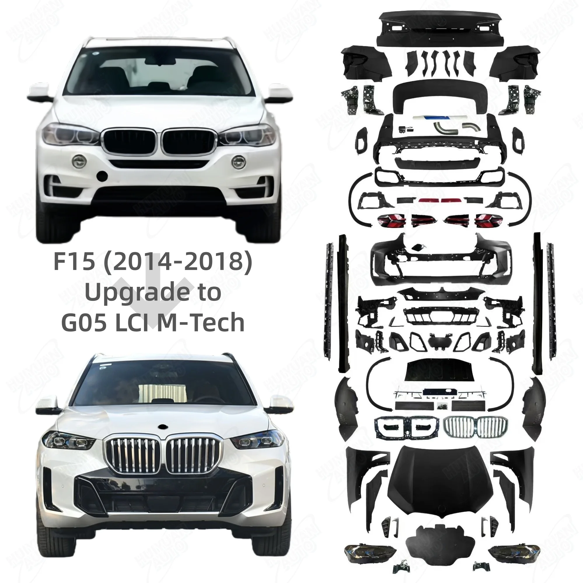 Комплект обвесов для X5 F15 2014-2018: Обновление до версии G05 LCI X5 M-Tech 2025 года, высококачественные фары и бампер, простая установка