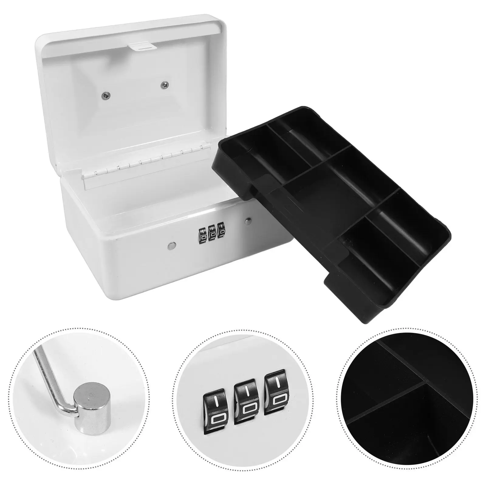

Portable Steel Combination Lock Cash Box for Outdoor Events Hidden Key Holder Lockable Storage Safe Box for Money Documents