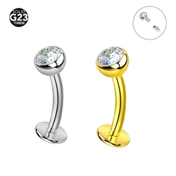 1PC 14G /16G G23 Titanium Both Internal Thread Navel Piercing Fire Opal Simple Belly Button Ring Cz Glossy Snap Belly Piercing