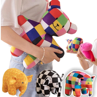 Cute Anime Elmer Elephant Figure Plush Toy Stuffed Cartoon Bear Snake Dolls Soft Animals Pillow for Kids Xmas Halloween Gifts
