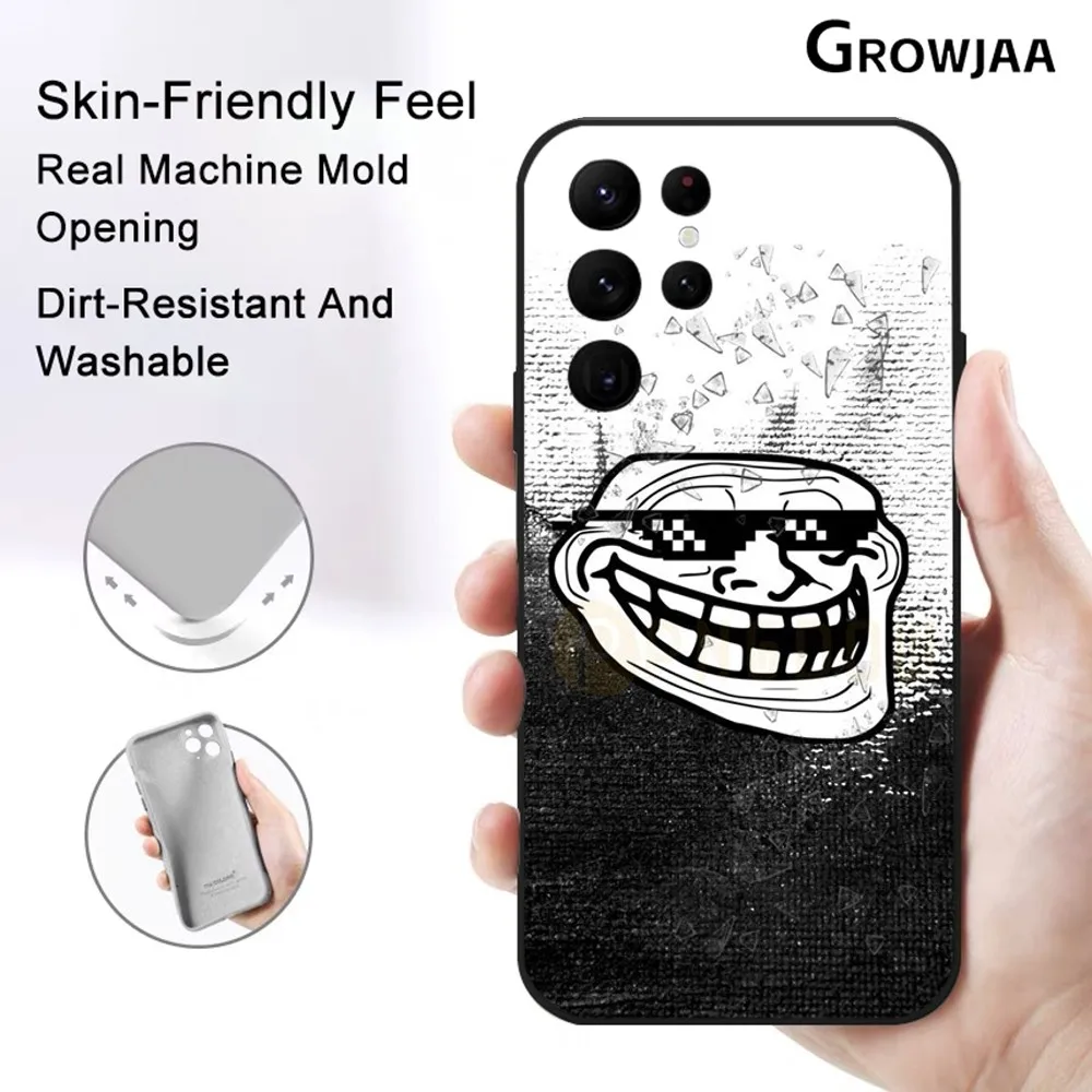 Troll Face Meme Phone Case for Samsung Galaxy S24 Ultra S22 S23 Ultra S21 S20 5G Protective Silicone TPU Funda