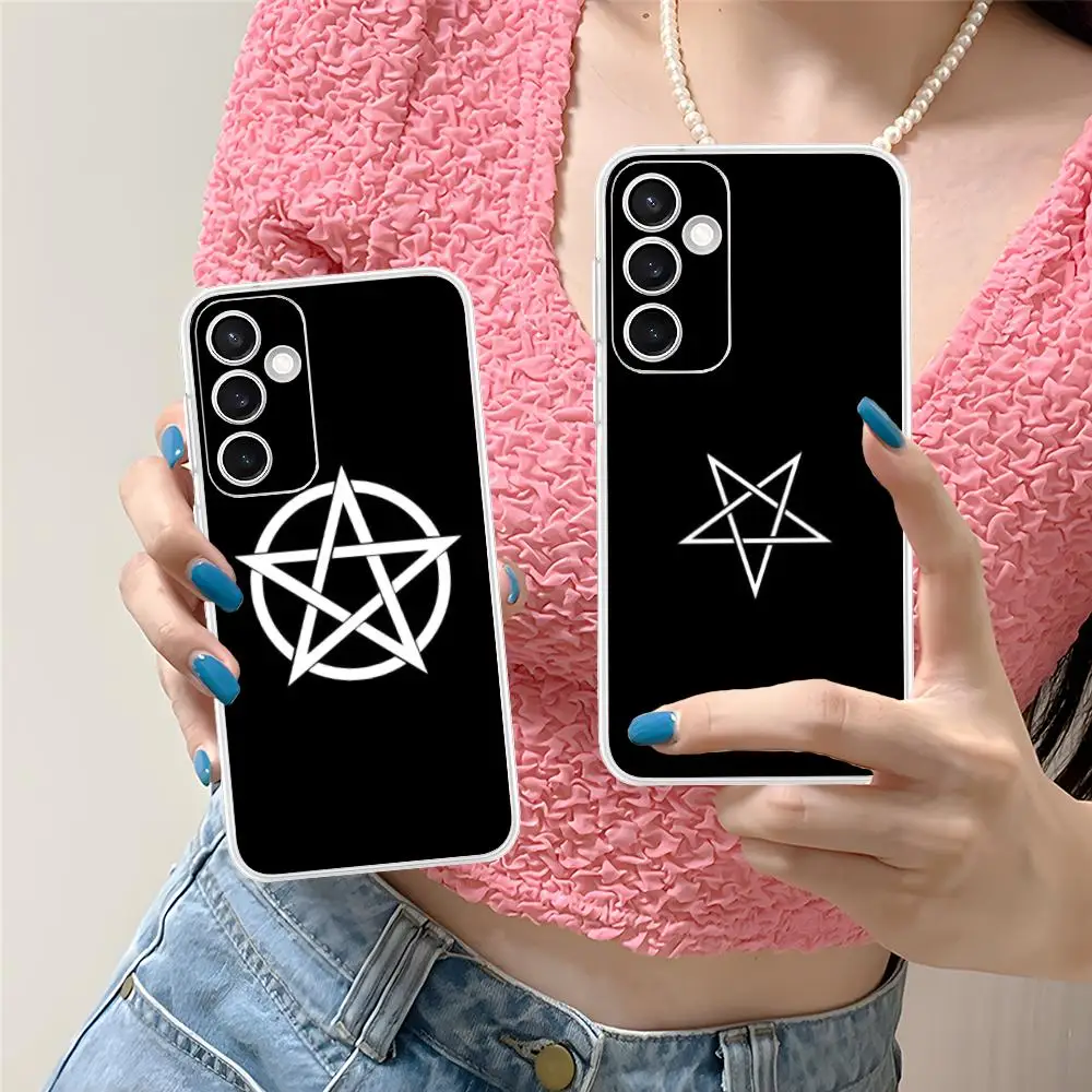 Aesthetic Pentagram Phone Case for Samsung Galaxy S25 S24 S23 S22 S21Plus FE Ultra Soft TPU Clear Shockproof Cover