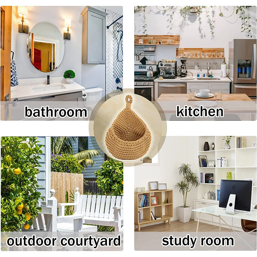 

Food Storage Hanging Basket, Ventilated Kitchen Fruit Vegetable Holder, Woven Storage Basket For Pantry, Multi-Function