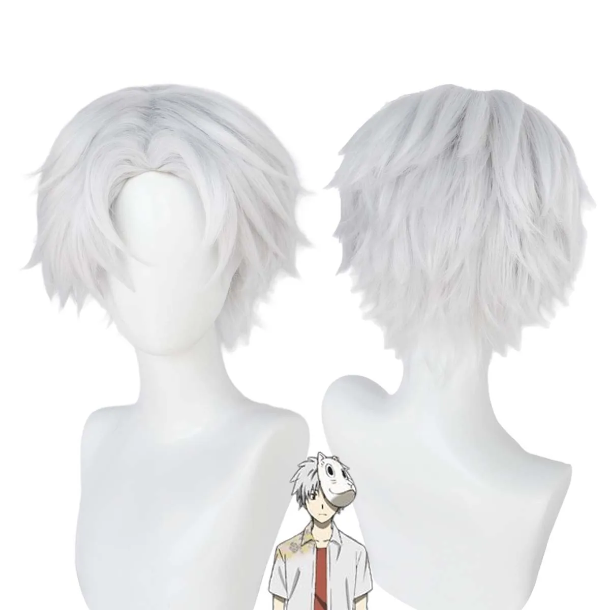 Mannen het licht van de vuurvliegjes bos cosplay Ginn korte witte pruik