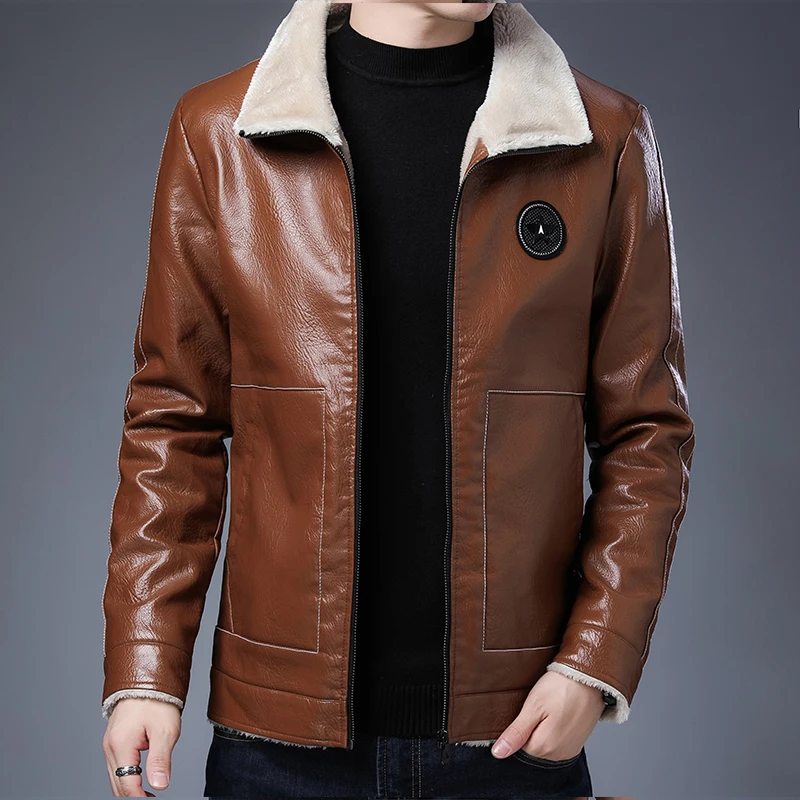2023 Men Winter New Leather Jackets Autumn and Winter Fur Coat with Fleece Warm Fur Pu Jacket Biker Warm Leather CSL559 4XL