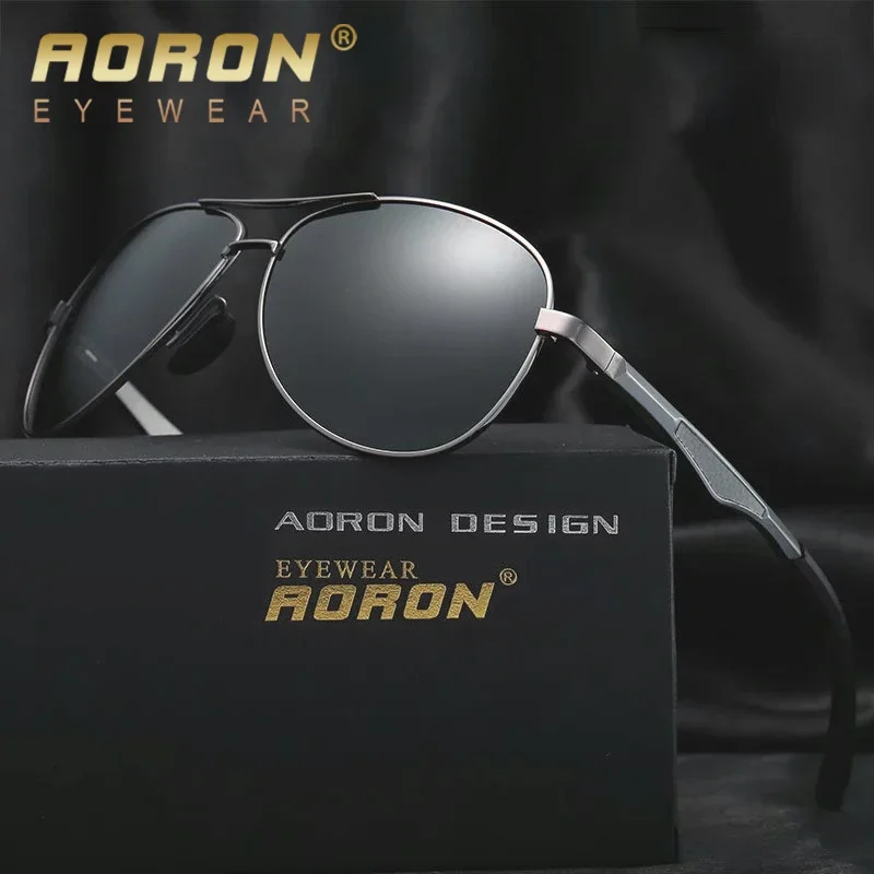 AORON-gafas de sol polarizadas de aleación de aluminio para hombre y mujer, lentes de marca de lujo, HD, UV400, accesorios para conducir