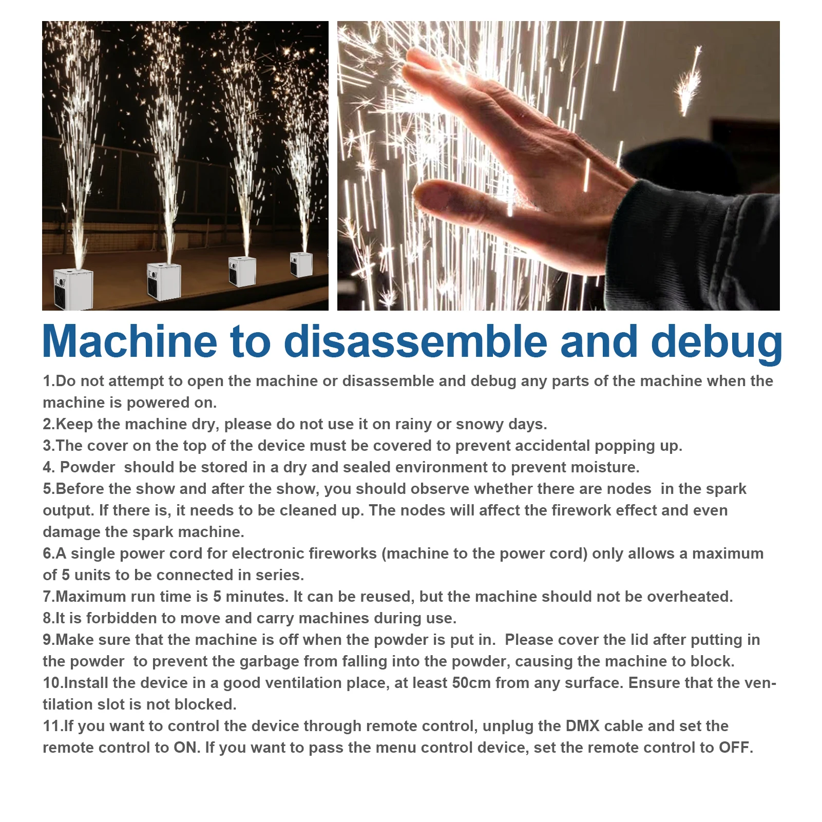 700W Cold Spark Machine Cold Fireworks Fountain Spark Effect Machine Sparkler Machine Stage Equipment For Party Church Wedding