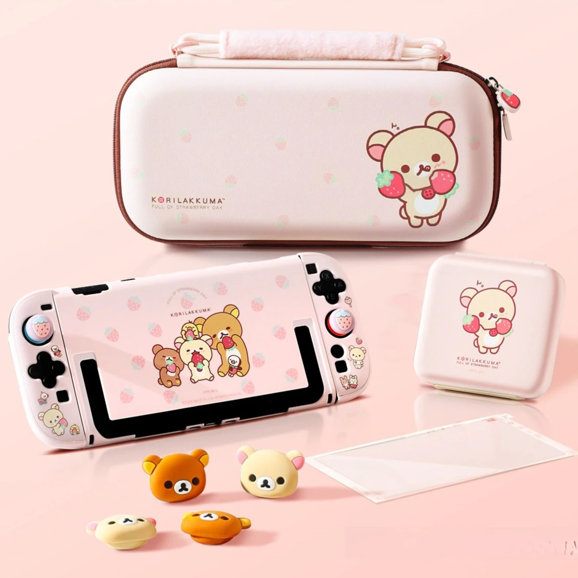 Cute Bear Switch 2 Split Dockable Case Shock-Resistant Joy-Con Cover for Nintendo NS 2 Silicone Joystick Caps Storage Pouch