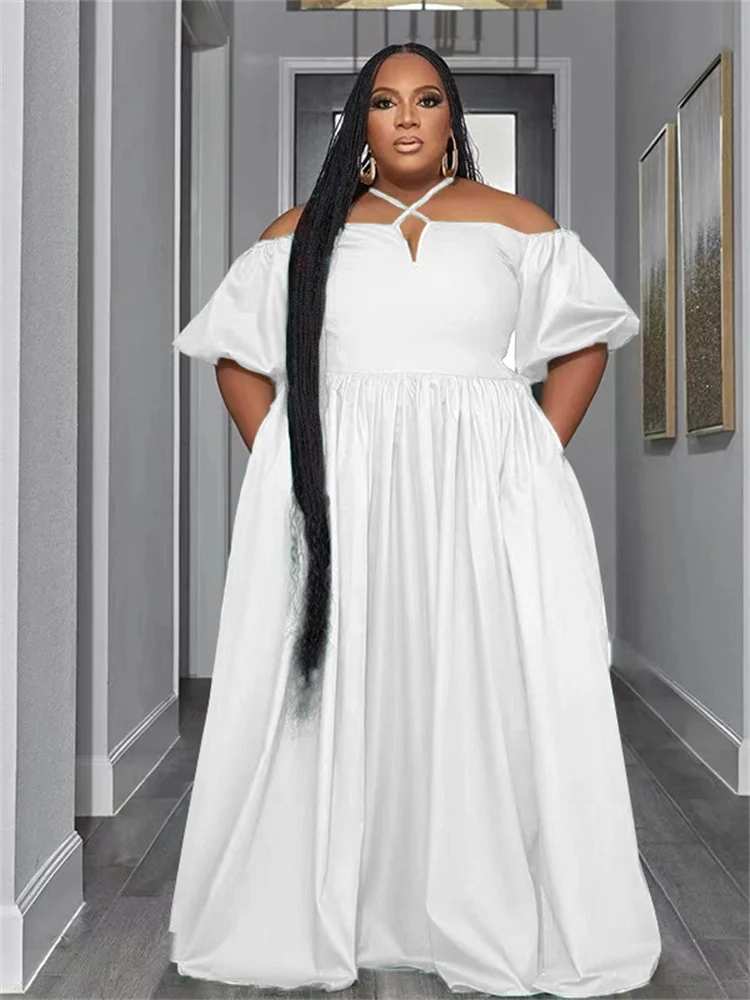 Wmstar Plus Size sukienki dla kobiet solidna letnia urocza elegancka sukienka Maxi moda stroje urodzinowe sprzedaż hurtowa Dropshipping