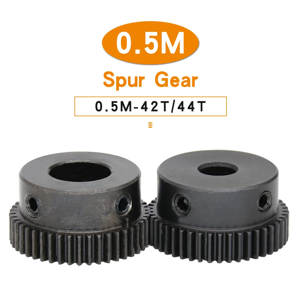 Spur Gear 0.5M 42T/44T Bore Size 6/8/10/12 mm Mini Gear Wheel SC45#Carbon Steel Blackening Teeth Height 5 mm Transmission Parts