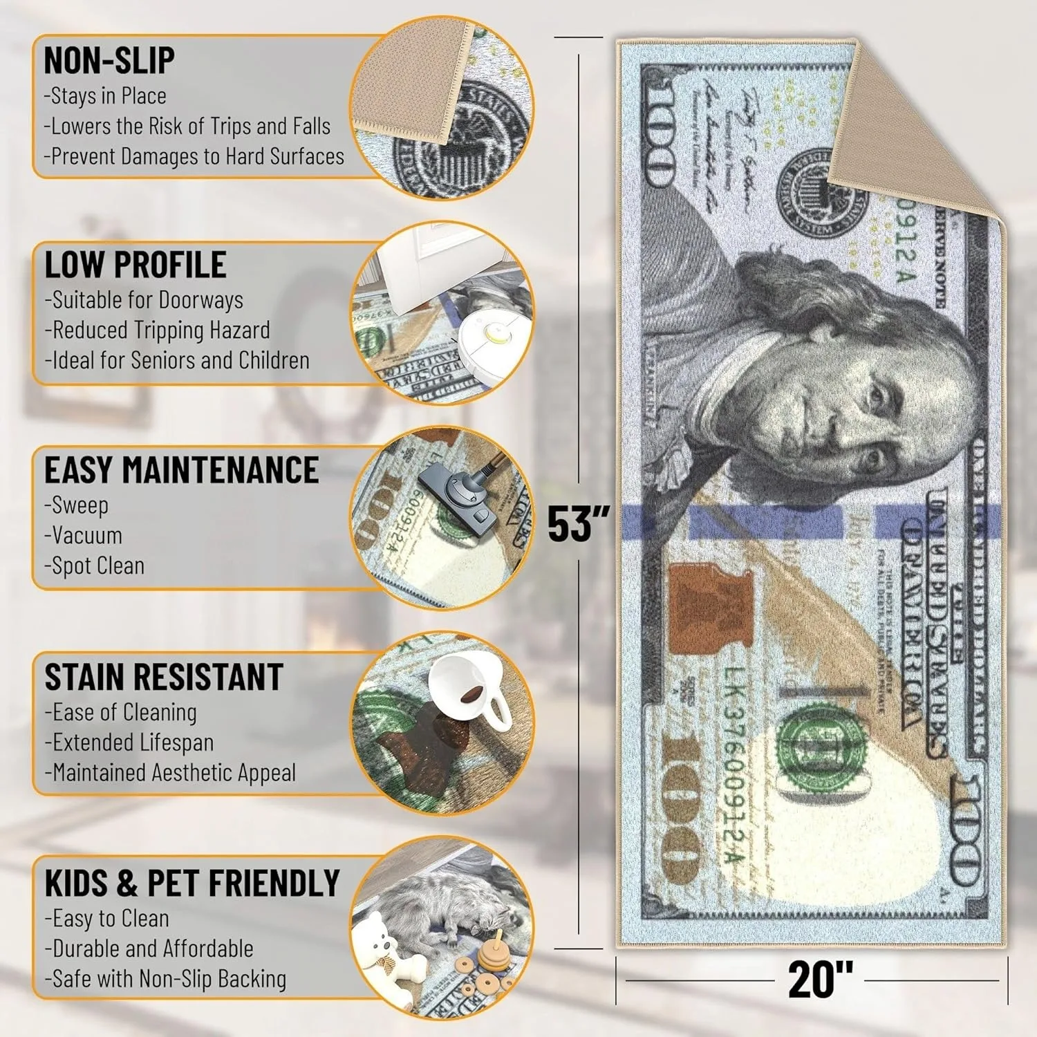 100 Dollar Bill Design Non-Sli - Bamboo Bath Mat ulasan dan harga