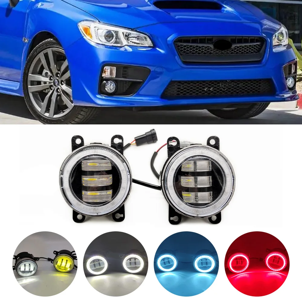 Car Fog Light Assembly LED Lens Angel Eye DRL For Subaru WRX STI Forester Impreza XV Legacy Justy Levorg Outback BRZ