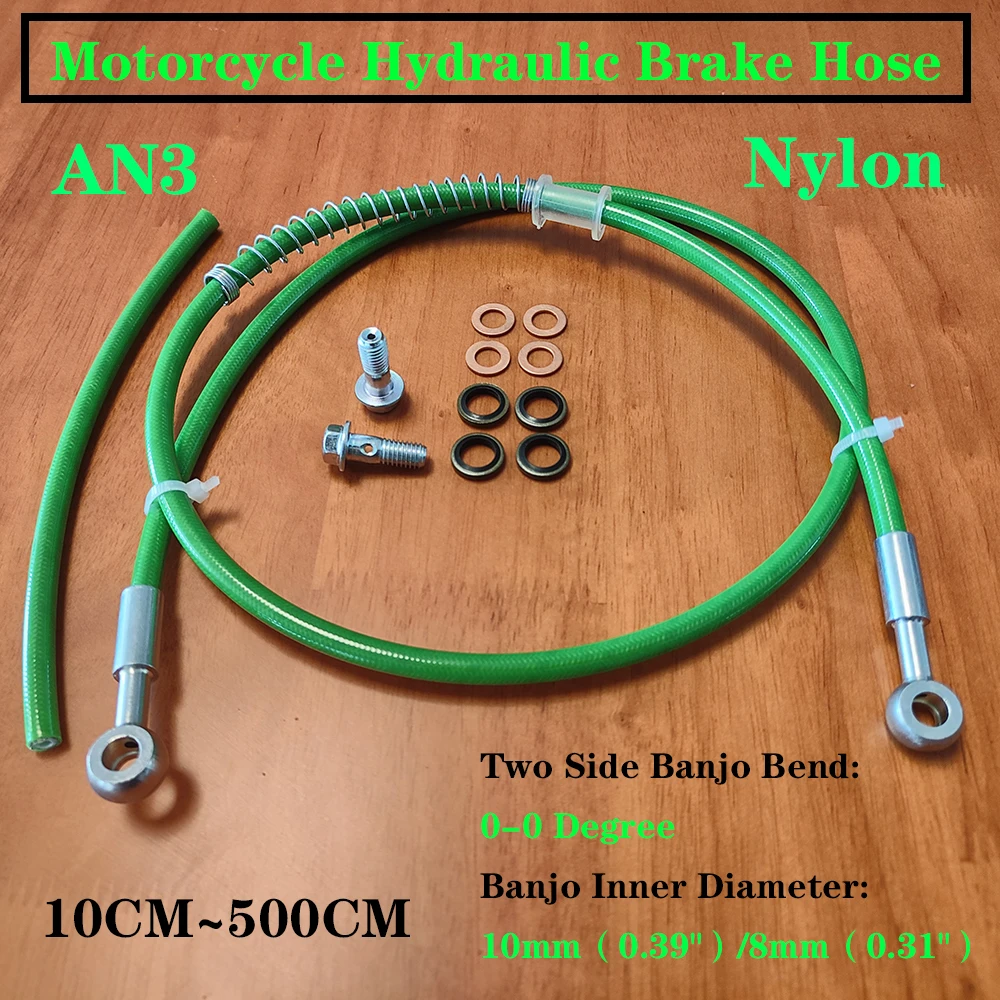 

Green Brake Clutch Hose Hydraulic DOT Line Cable 8/10mm Banjo for Suzuki Kawasaki Yamaha Pipe Line Braided Oil Hose 0°-0°