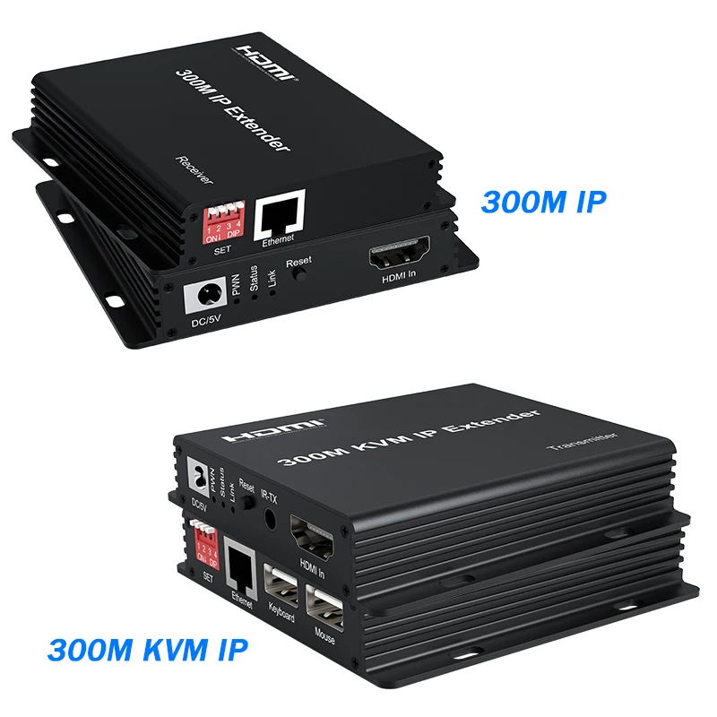 300M IP HDMI Extender over Rj45 cat5e/6 cable HDMI USB KVM Extender Transmitter Receiver Support one to many via Network Switch