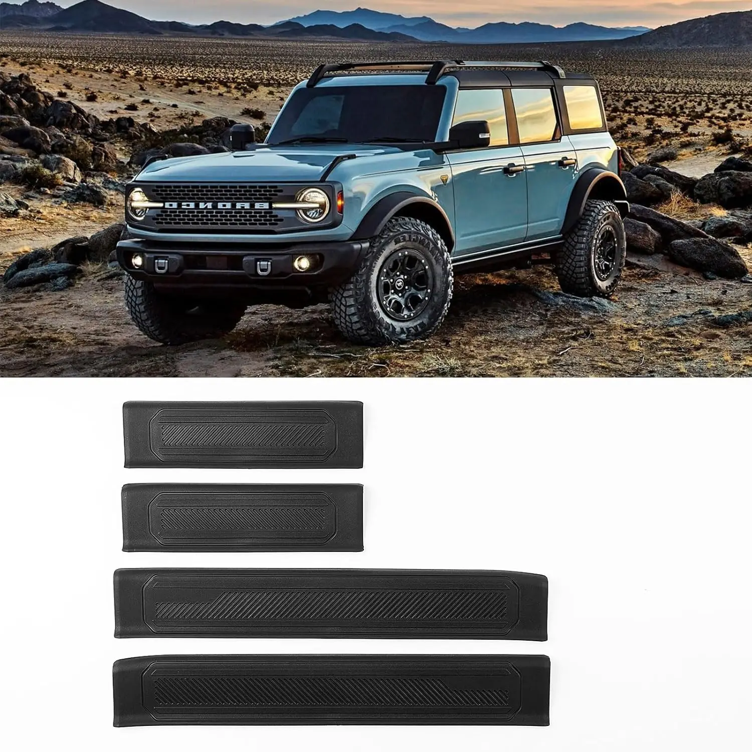 

Комплект из 4 накладок на пороги для Ford Bronco, защита от царапин, совместим с моделями 2021-2025 годов