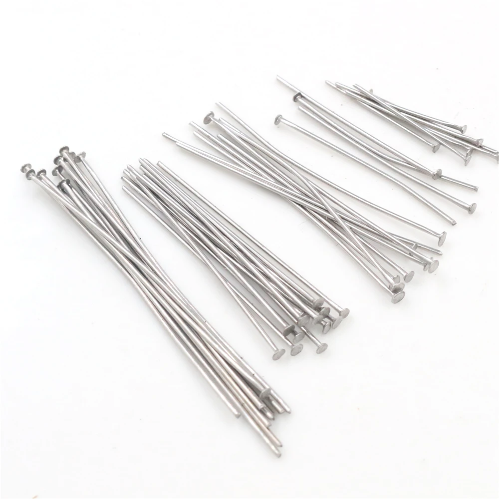 No Fade 100pcs/Lot 20 30 35 40 70 mm Stainless Steel Flat Head Pin Findings Headpins For Jewelry Making DIY Supplies Accessories