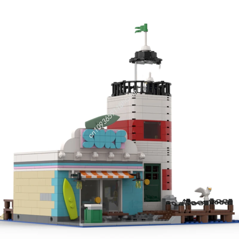 865 Uds. MOC faro y tablero tienda edificios modulares DIY proyecto de ingeniería bloques de construcción Ideal para jóvenes invernaderos