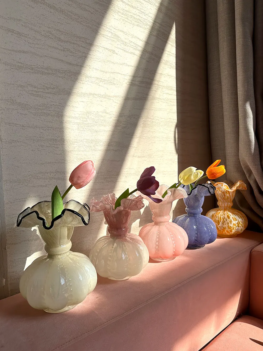 6 Colors Glass Flower Vase Table Hydroponic Vase Crafts Living Room Dining table Home Decoration Centerpiece Rose Arrangement