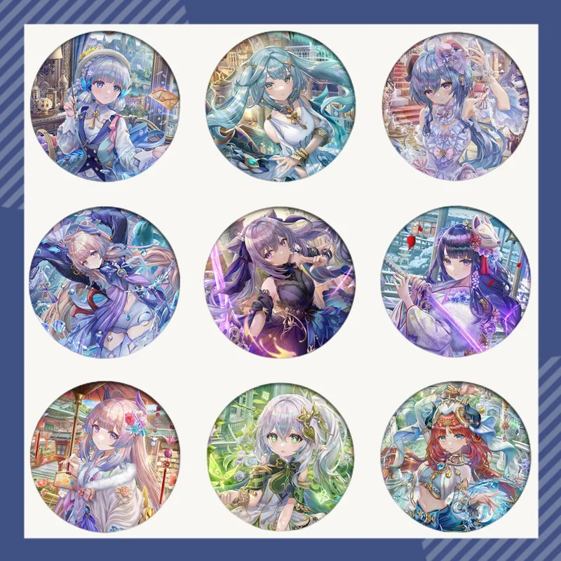 

Genshin Impact Keychain Hutao Venti Raiden Shogun Beautiful Badge Button Brooch Pins Cosplay Collection Bag Decor Gifts
