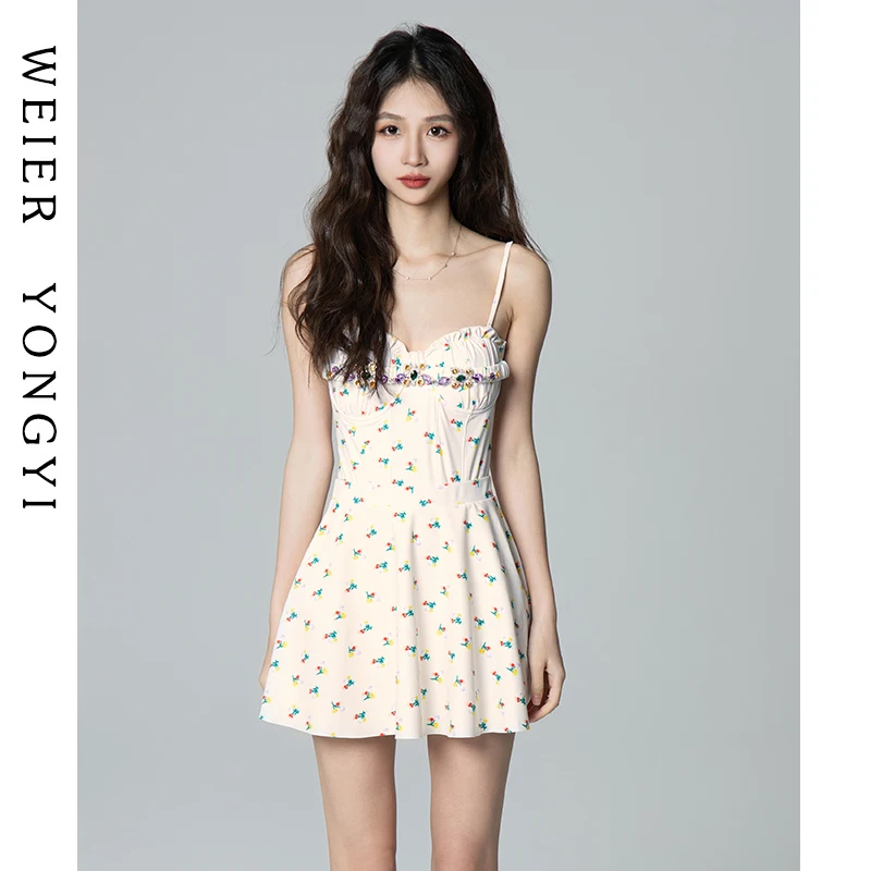 

Women's One-Piece Swimsuit Sensual Strap StudentSmall ChestGatherides BellimmingFor Hot Spring Soaking