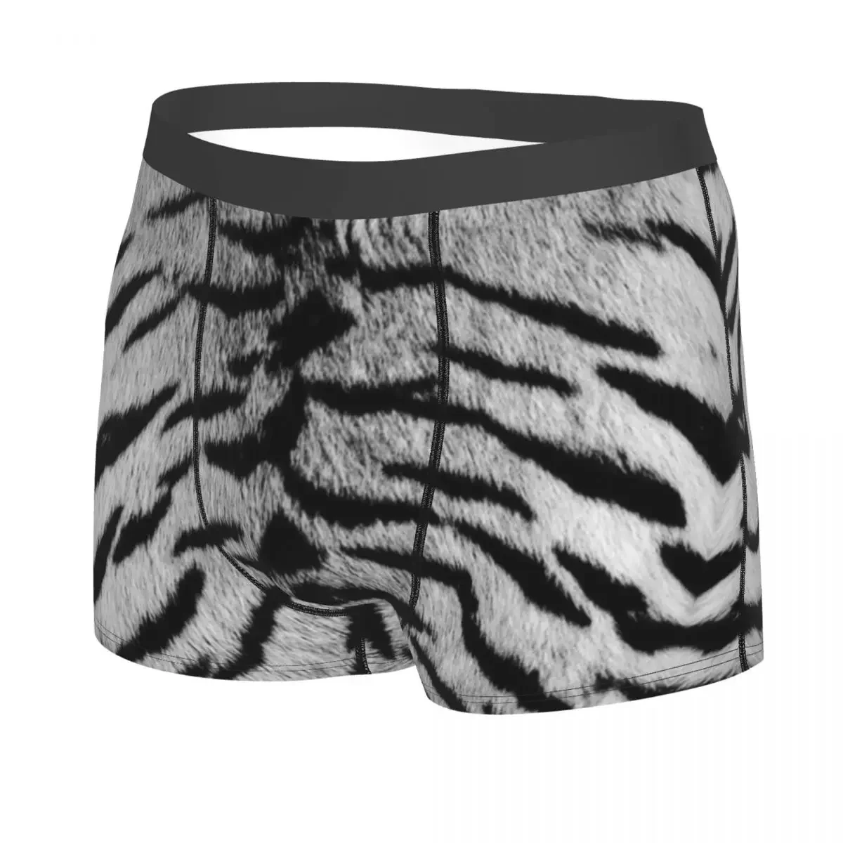 Custom Novelty Gray Tiger Skin Printed Boxers Shorts Panties Male Underpants Stretch Tropical Wild Animal Briefs Underwear