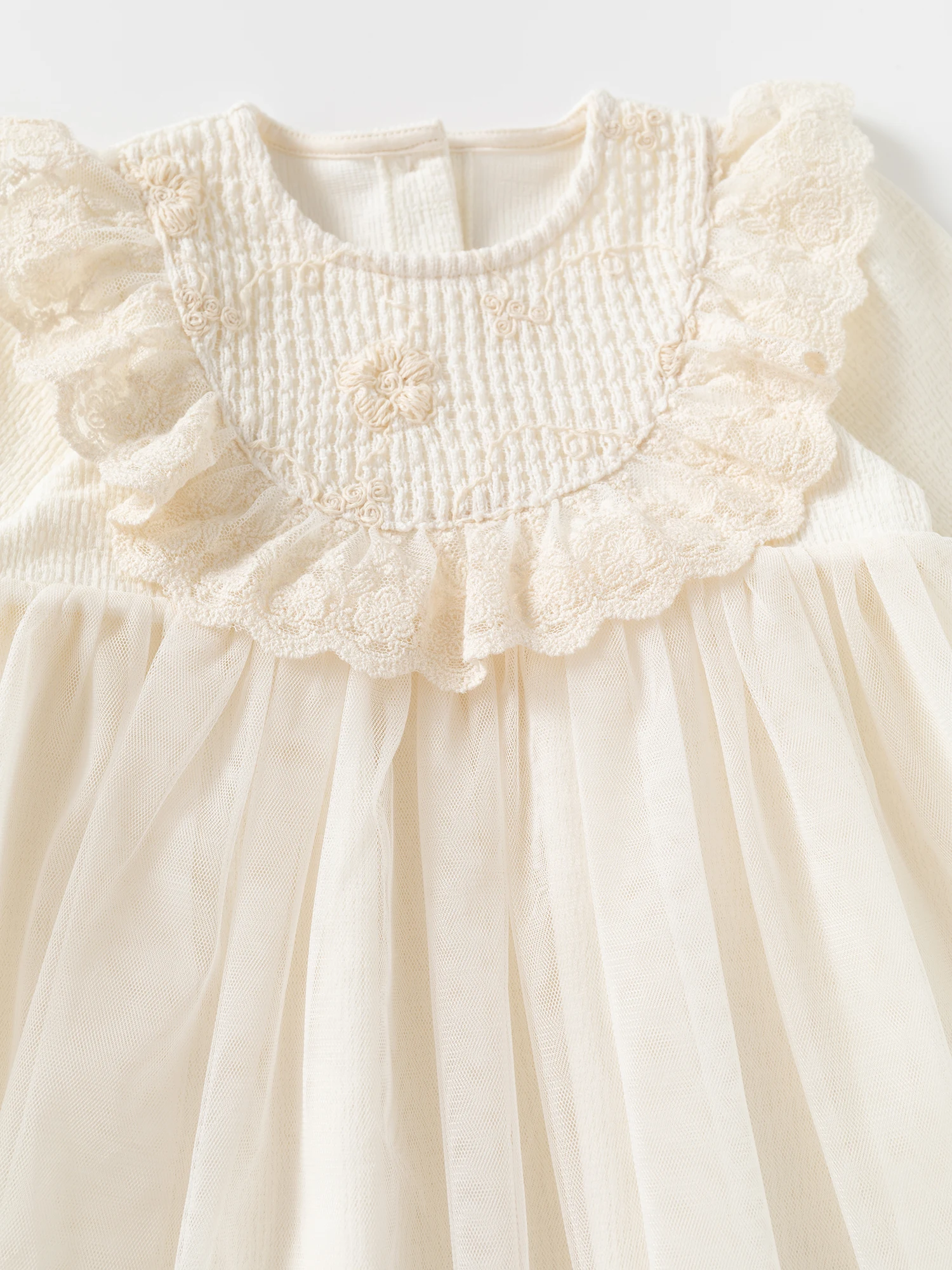 فساتين أطفال مكشكشة من الدانتيل لربيع الخريف فستان الأميرة للفتيات الكامل