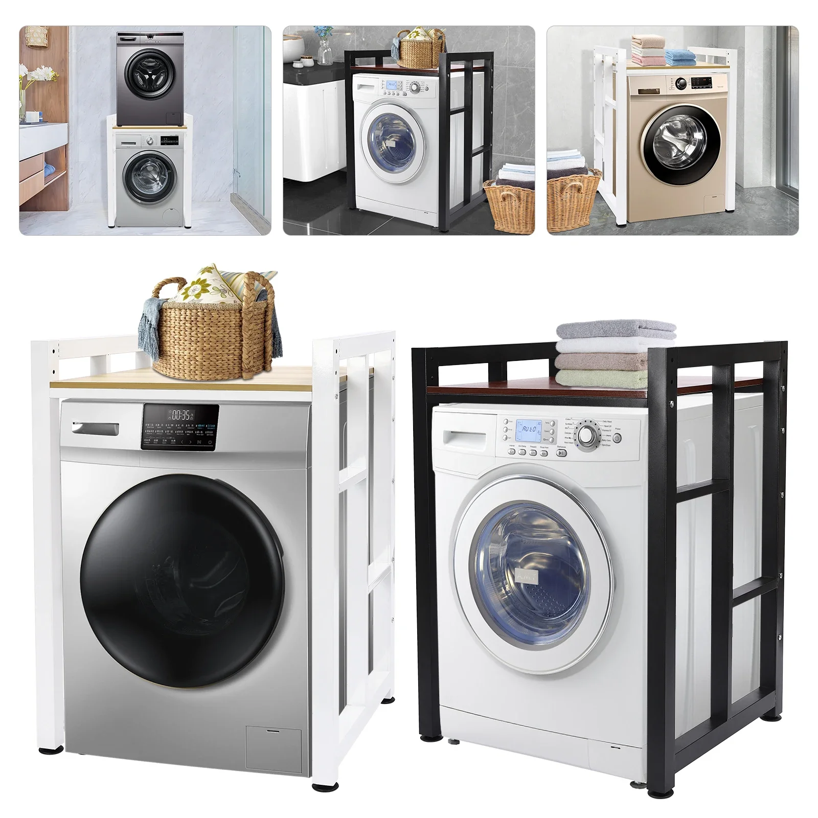 Washer&Dryer Rack, Washer and Dryer Storage Shelf, Adjustable Organizer Rack for Bathroom Load-bearing 190kg