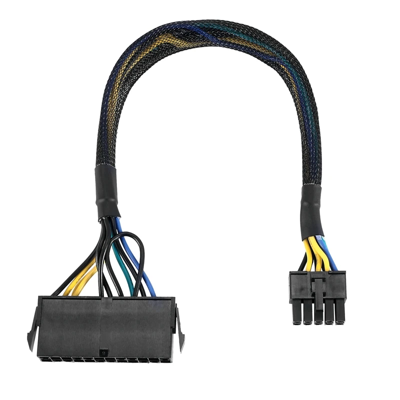 Adaptor daya utama 24 Pin ke 10 Pin ATX PSU kabel lengan kepang untuk IBM untuk Lenovo PC dan server 12 inci (30Cm)