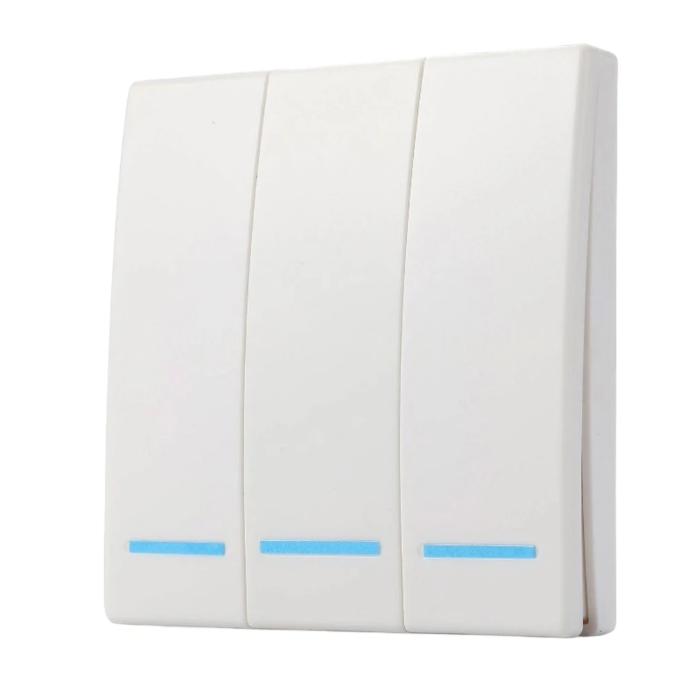 White Wireless Lighting Switch 86x86mm Radio Frequency Three Way Single Control For Home Decor Electrical Switch Parts