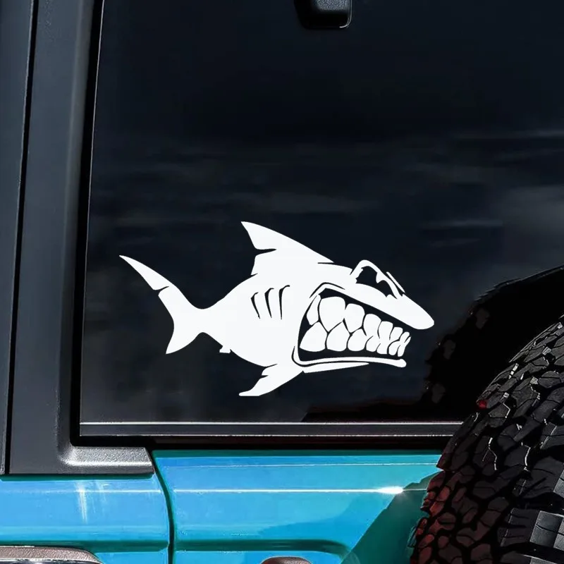 2D Flat Flat Motorcycle Helmet Sticker Cross-Border Foreign Trade Car Sticker Wholesale Shark Teeth Animal Car Window Rear Glass view 2
