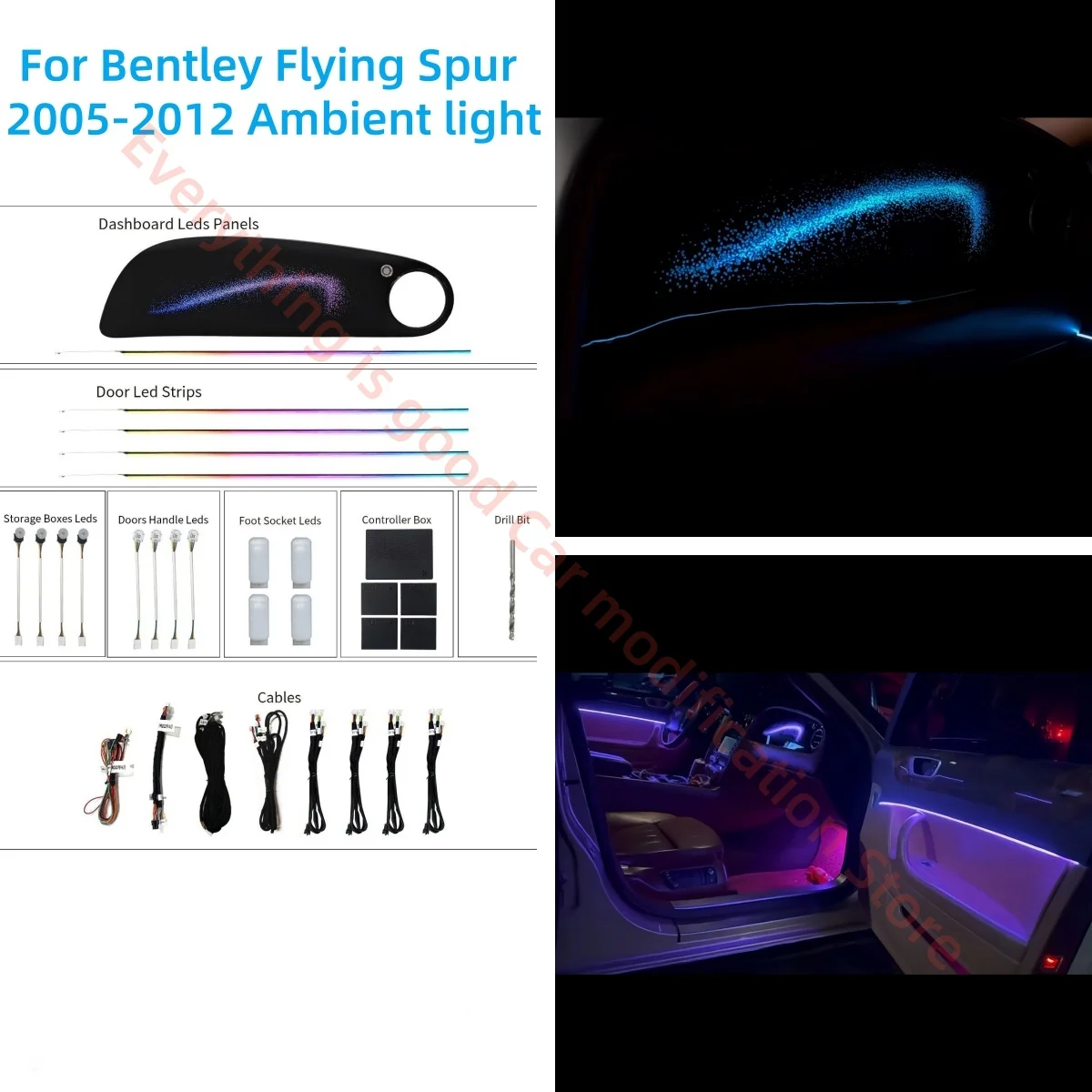 Atmosphere lamp For Bentley Flying Spur 2005-2012 LED Ambient light Car Interior Lighting Upgrade Car accessories Foot lights