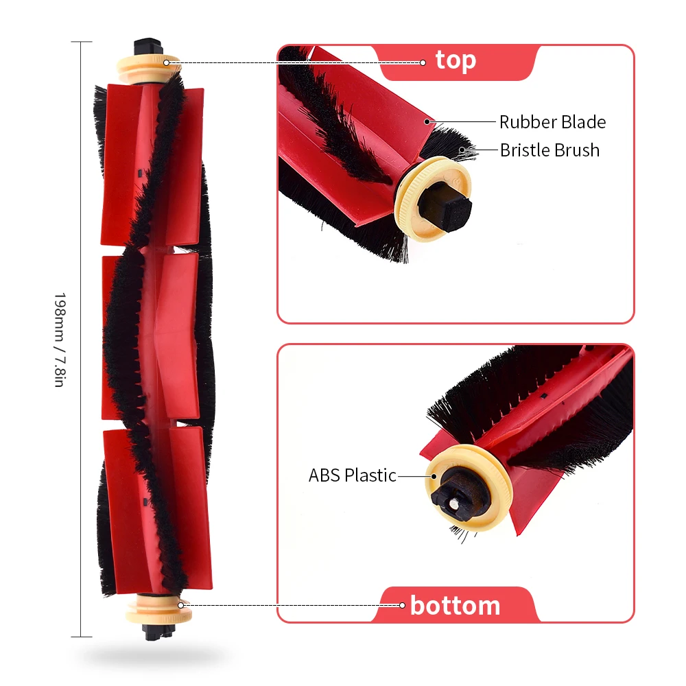 Mops หลักแปรงด้านข้างกรองใช้งานร่วมกับ Xiaomi 1S Roborock S6 S5 MAX S60 S65 S5 S50 E25 E35 อะไหล่สูญญากาศอุปกรณ์เสริม