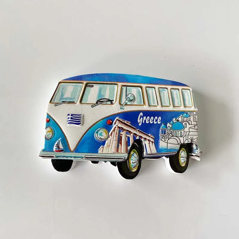 مغناطيس ثلاجة كريتي يوناني تتميز بومة وحمار وأمفوراس وطاحونة هوائية وحافلة ريترو وأدوات ديكور منزلية مثالية وديكورات الغرفة