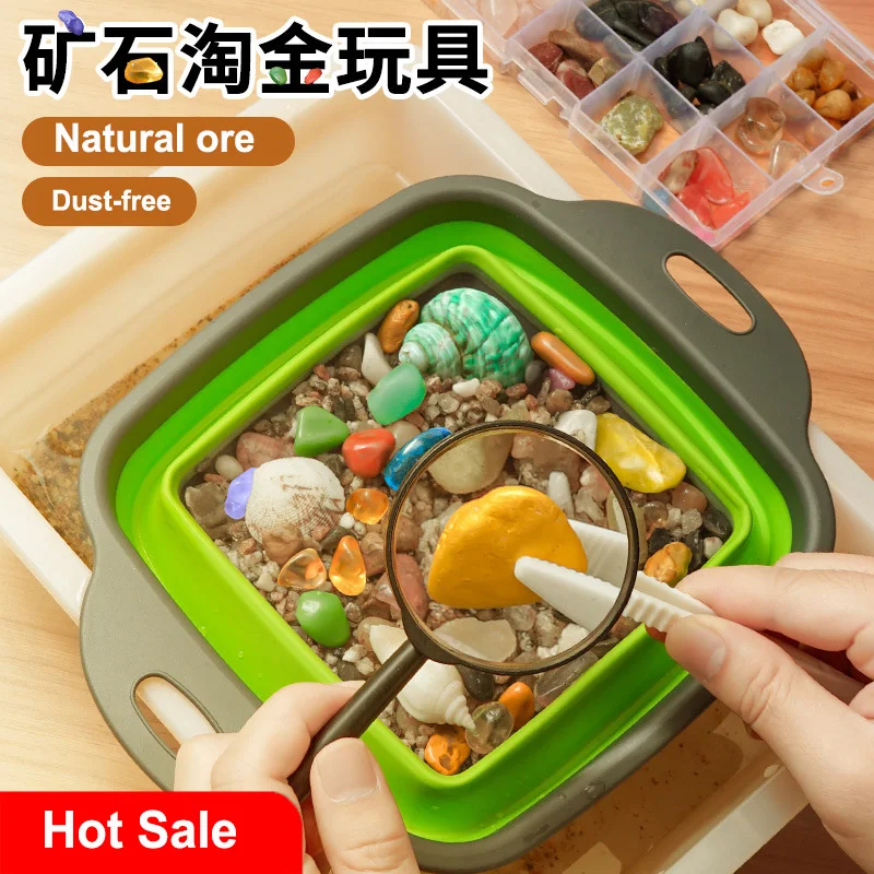 

Новые креативные детские игрушки для промывки золотым песком, охотник, промывочная руда, мешок с песком, археологические раскопки, игрушки с драгоценными камнями, подарки на день рождения