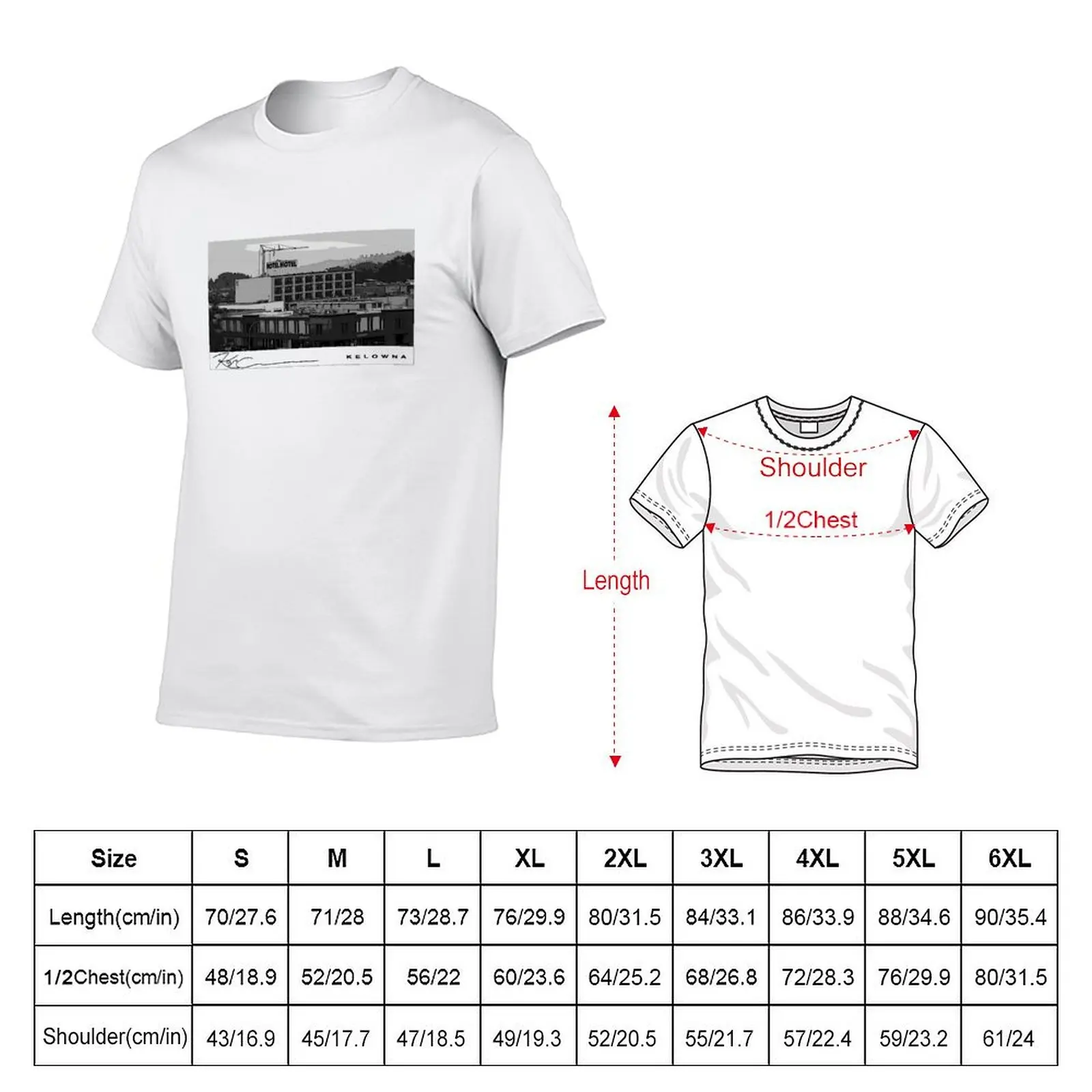 Downtown Kelowna Landscape black and white T-Shirt Urban Casual Loose Fit Tee