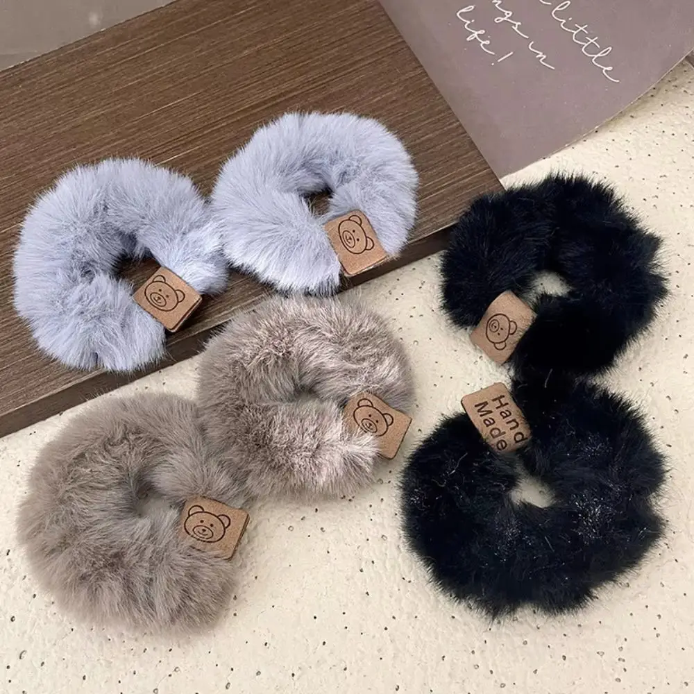 

Новая плюшевая повязка для волос в корейском стиле с медведем, мягкая повязка на голову с хвостиком, эластичное кольцо для полотенец, резинки