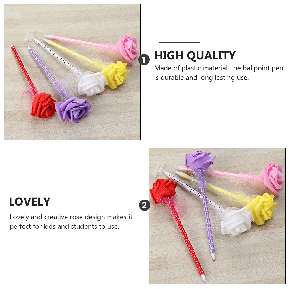 

12Pcs Rose Design Gel Ink Pens Comfortable Hand Feeling Suitable for Drawing Marking Writing Rose Ballpoint Pen