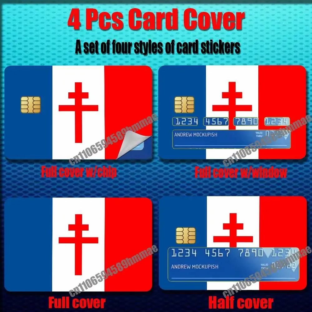 For French Lorraine Cross Flag Paper Sticker Case Credit Bank Subway ID Decorative Self-adhesive Card Cover Skin