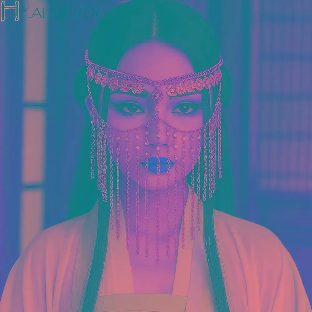 

Декор для лица, колокольчик для танца живота, вуаль для лица со стразами, Золотая занавеска, цепочка на голову, повязка на голову в стиле бохо, косплей, маскарадная маска, подарок