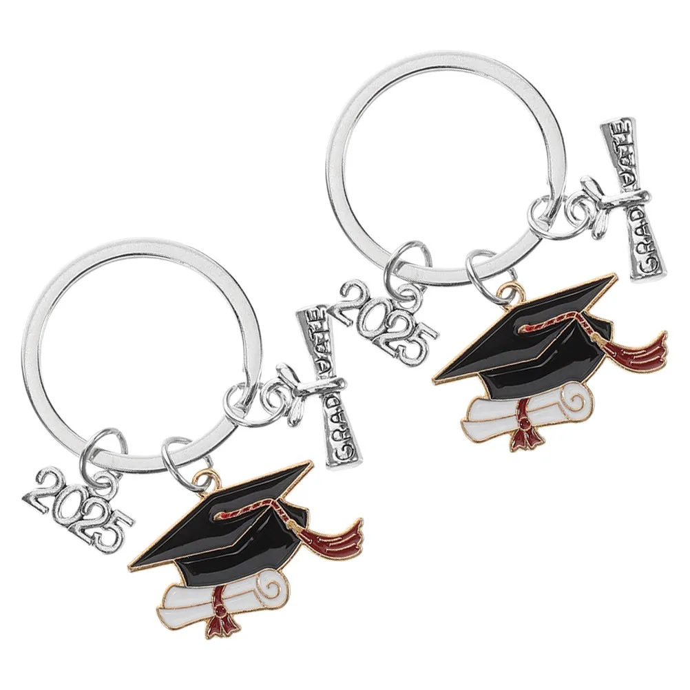 2Pcs Graduation Keychain 2025 Bachelor Cap Book Design Graduation Season Accessories Party Favors Keepsakes Graduate Keychain