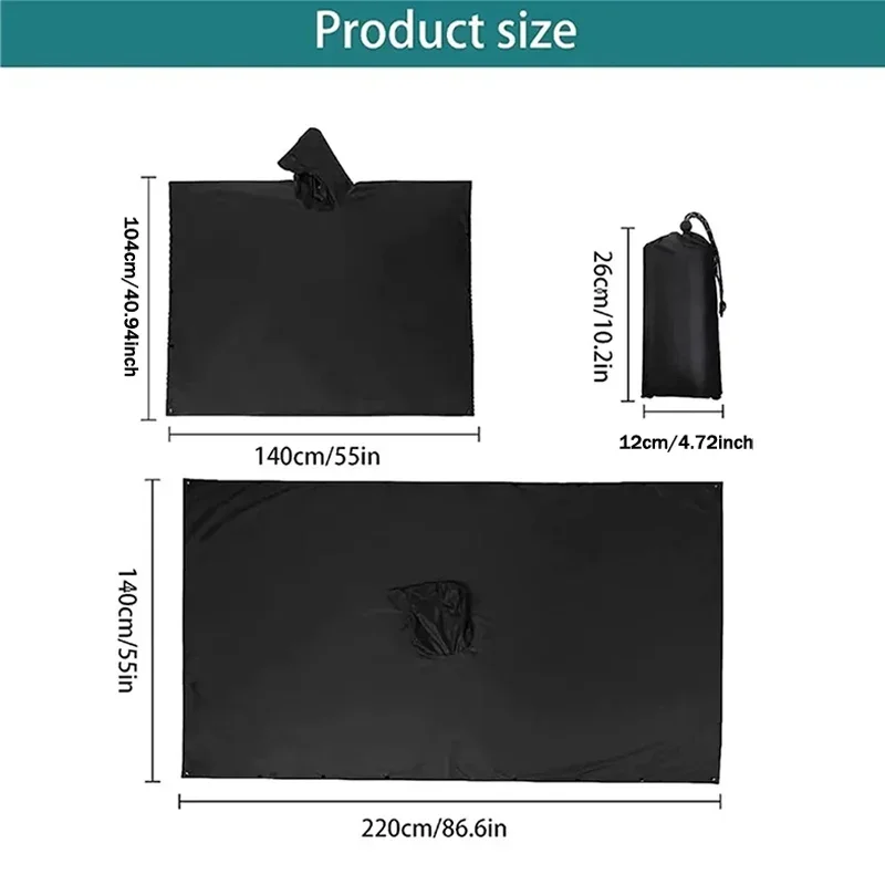 Outdoor 3 In 1 Military Raincoat Hooded Sleeve Waterproof Rain Poncho Motorcycle Rain Cover Camping Hiking Travel Rainwear Tent