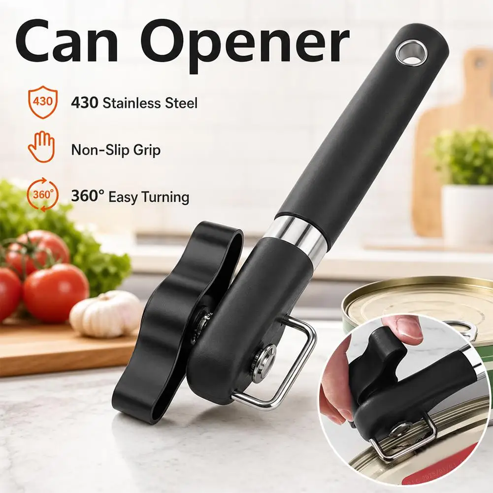 Portable stainless steel multi-functional can opener, household girls' bottle opener, safe single-handle side-opening can knife