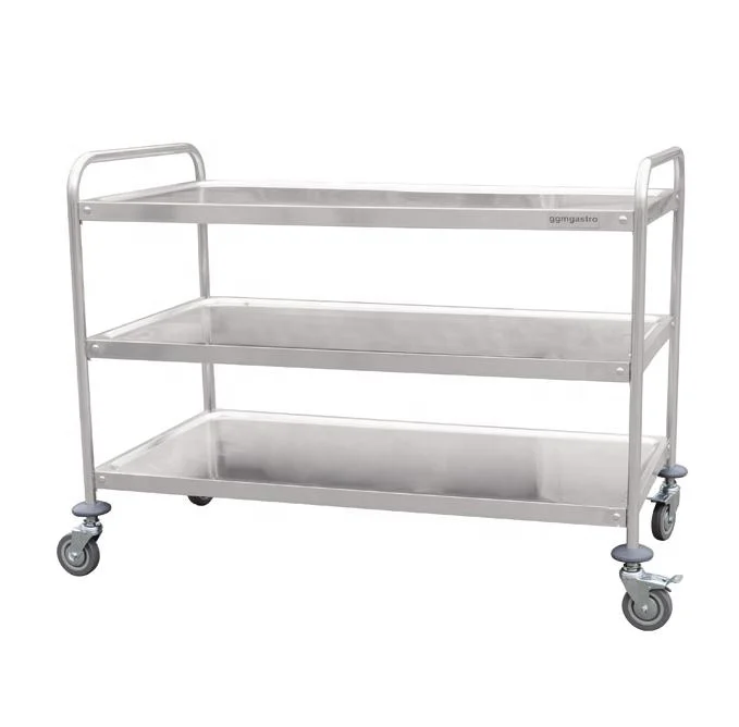 Chariot Mobile Chamonix en Acier Inoxydable, Style Soudage avec Planche Plate