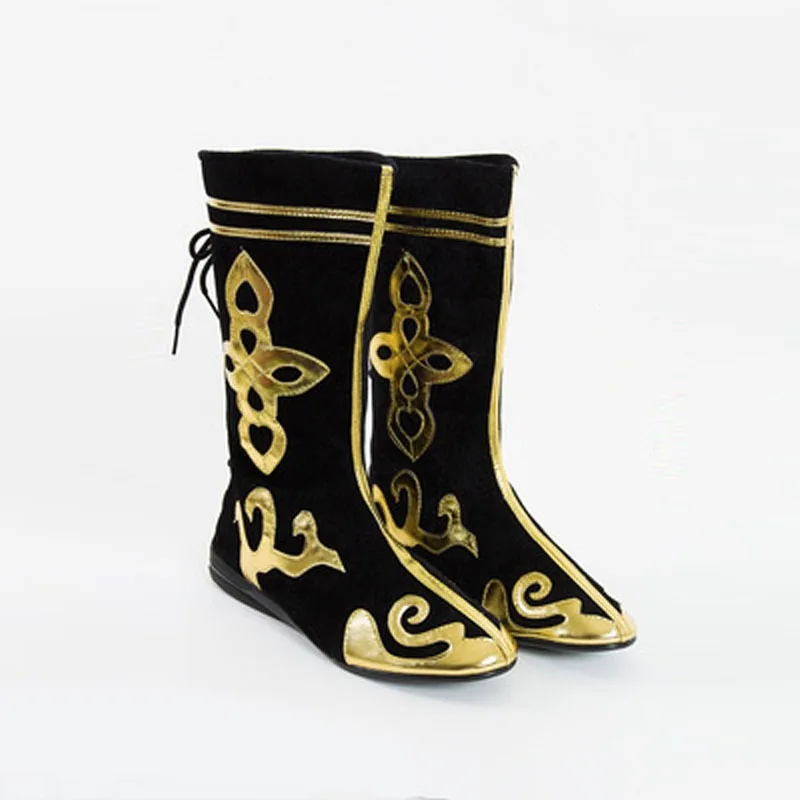 Botas de Cosplay medievales para Halloween, zapatos de Cosplay G, zapatos de Rey Mono, espadachín, caballero, juego de rol, botas de baile nacional minoritaria
