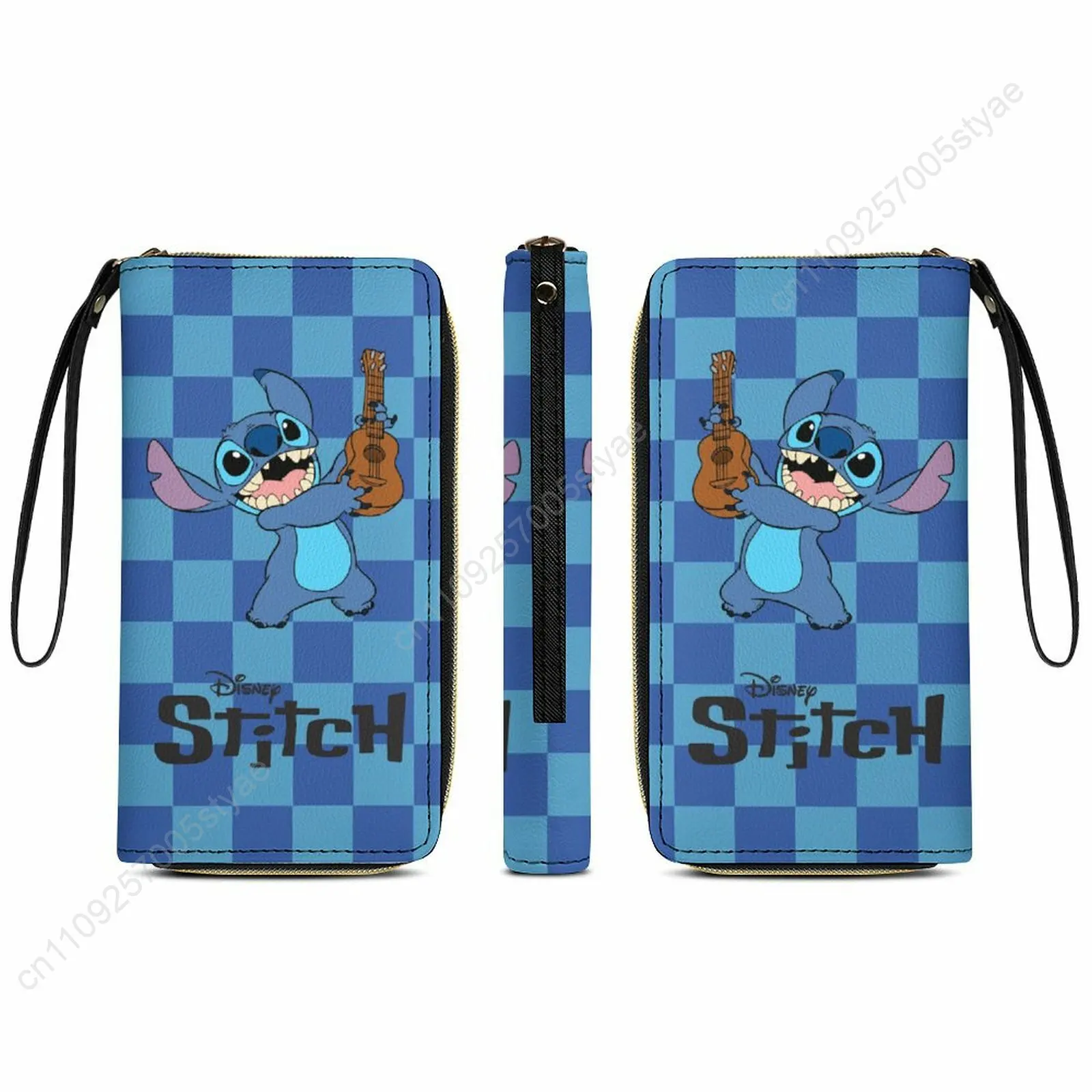 

Stitch Leather Wallet Disney Licensed Customizable Personalized Design Your Pattern Portable Design Double-sided Printing