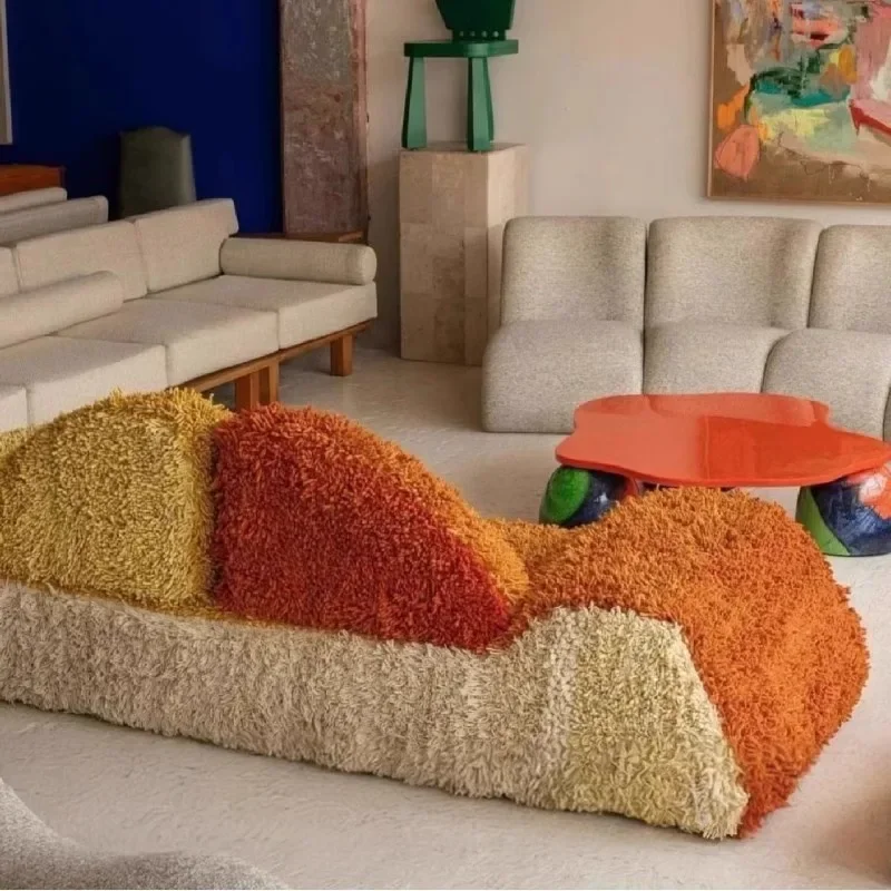 Nordic living room retro art design sense space sand development hall studio dopamine color scheme  sofa