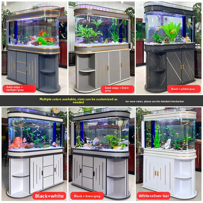 Acquario di grandi dimensioni per uso domestico, soggiorno, schermo dal pavimento al soffitto, filtro inferiore per acquario in vetro, divisorio a grande schermo ecologico