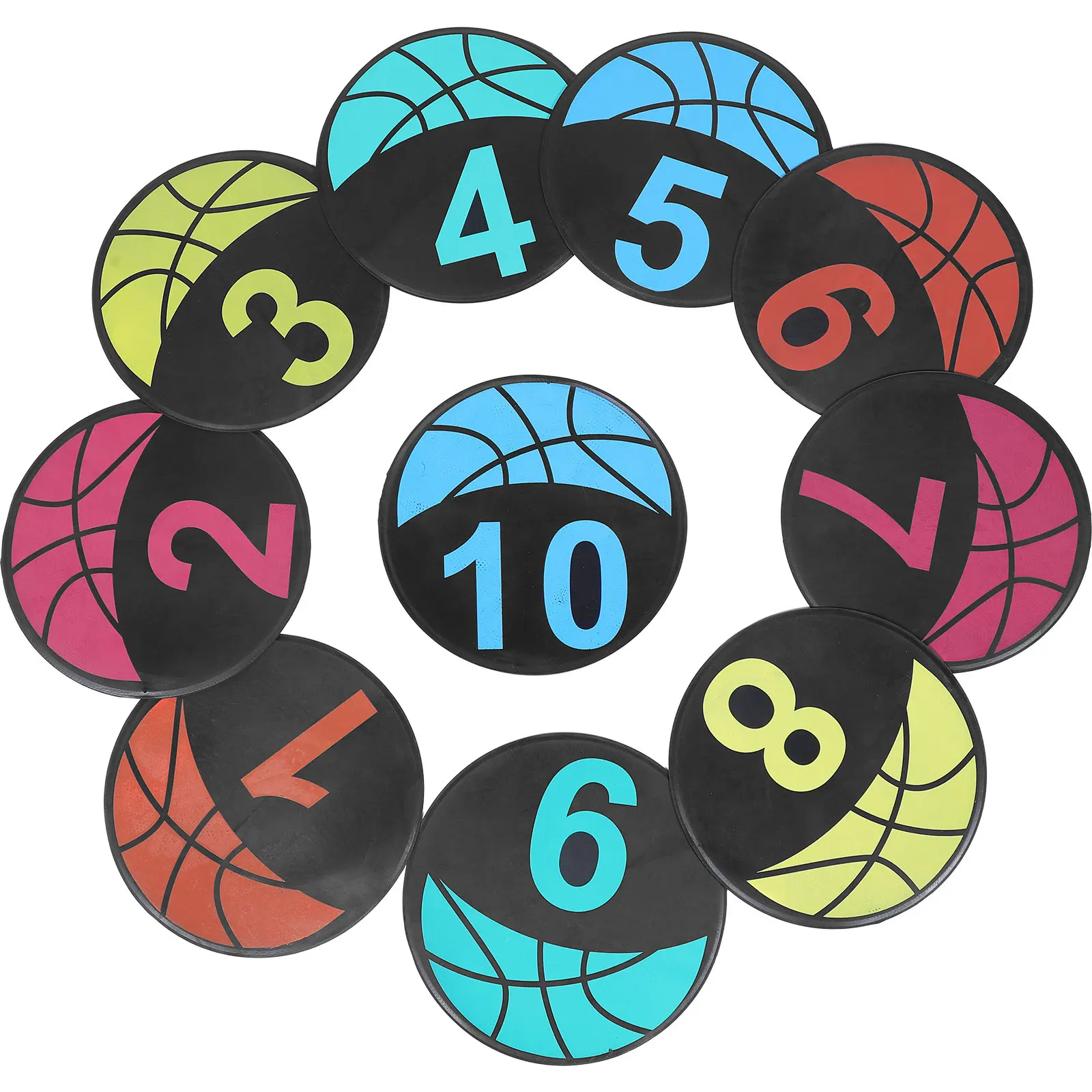

10Pcs Soccer Training Sign Discs Round Bright Visual Acuity Markers for Football Basketball Drills Compact Storage Sports
