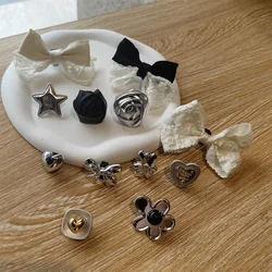 1PCS New Fashion Shoelaces Clips Buckle Decorations Shoe Buckle for Sneaker Leather Rose Bow Heart Shoe Charms Shoes Accessories